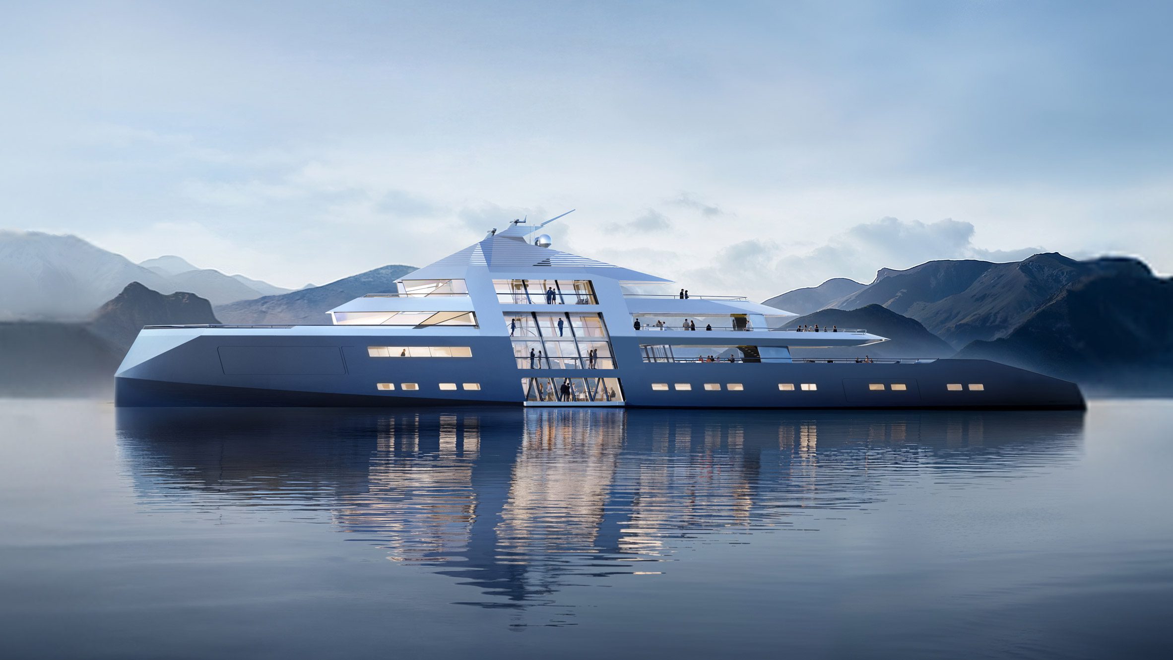 Render of Outlier I megayacht concept
